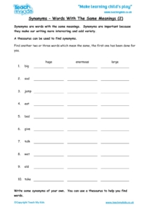 Worksheets for kids - synonyms-words-with-same-meanings-2